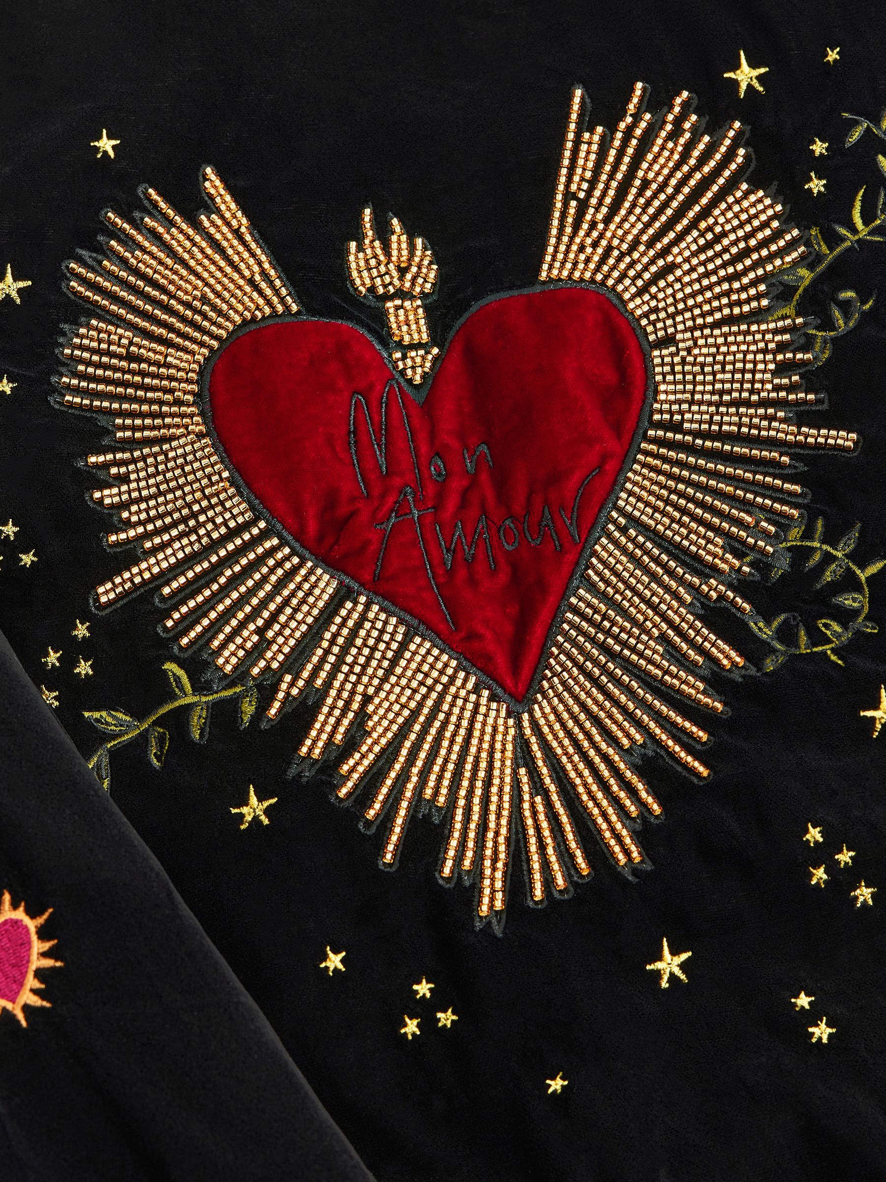 Buy Rockett St George Black Velvet Embroidered Bomber Jacket from