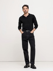 Banana Republic Black Merino Wool Italian Jumper Polo - Image 1 of 5