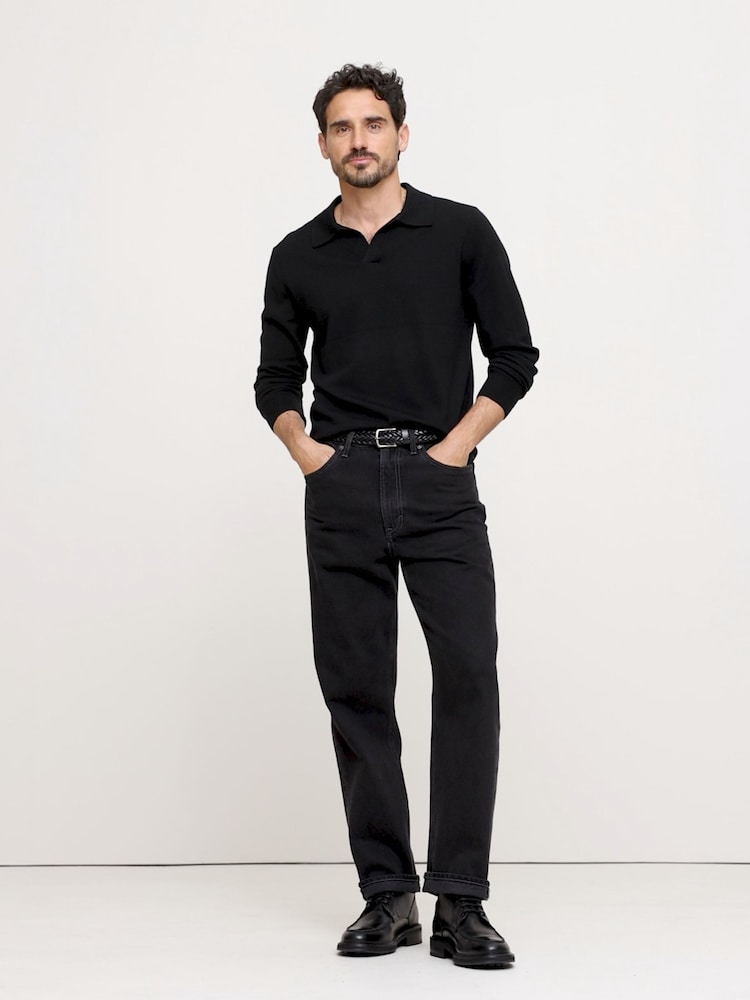 Banana Republic Black Merino Wool Italian Jumper Polo - Image 1 of 5