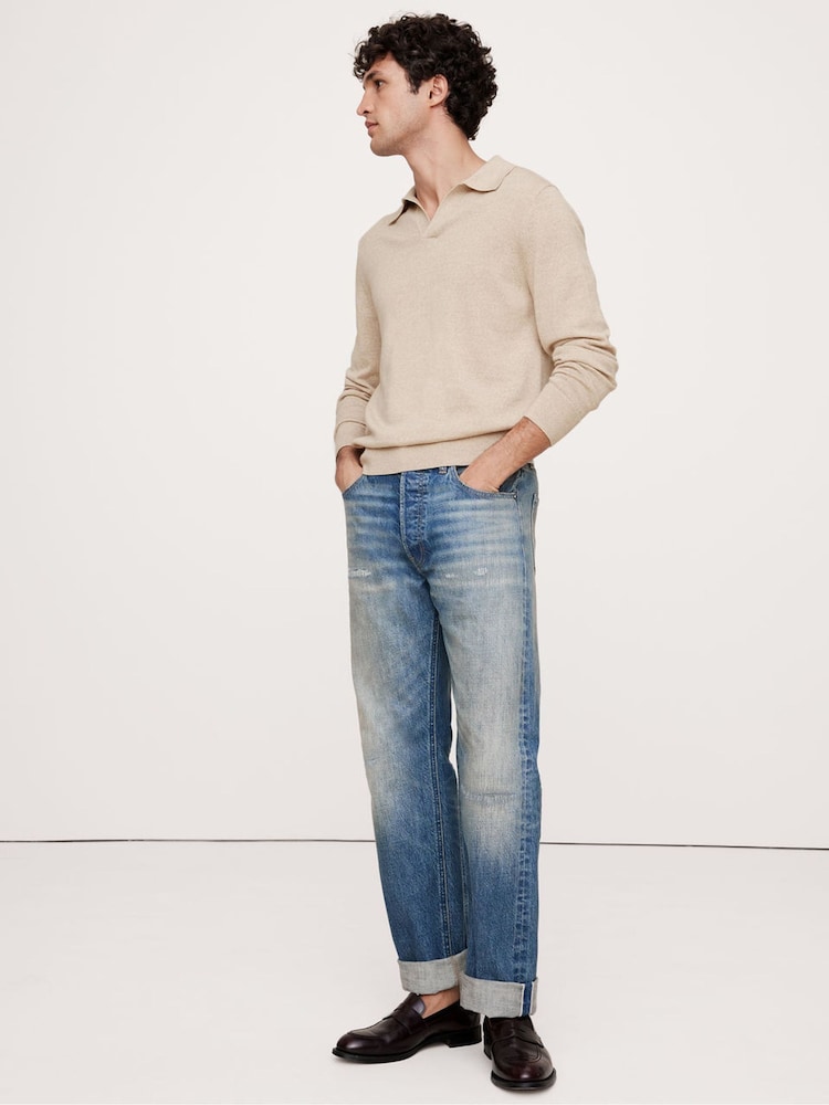 Banana Republic Beige Merino Wool Italian Jumper Polo - Image 1 of 1