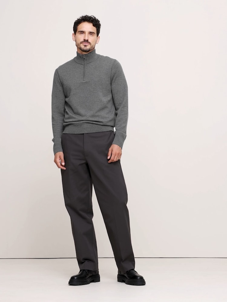 Banana Republic Grey Merino Wool Italian Half-Zip Jumper - Image 1 of 4