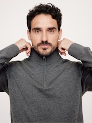 Banana Republic Grey Merino Wool Italian Half-Zip Jumper - Image 4 of 4
