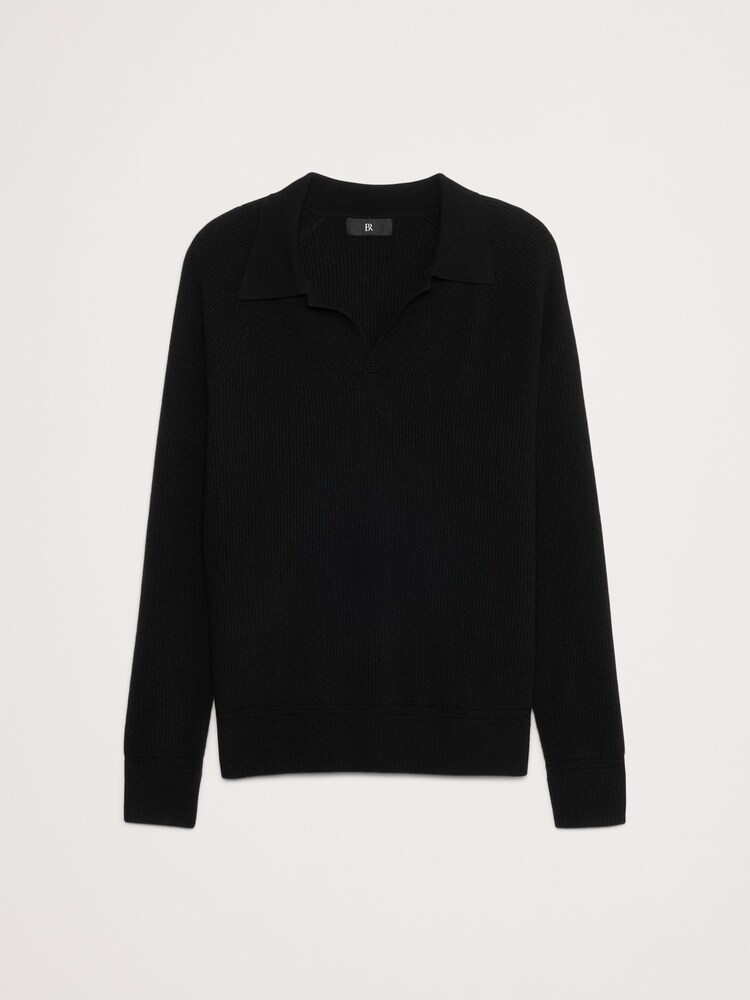 Banana Republic Black Wool-Cashmere Polo Shirt - Image 5 of 5