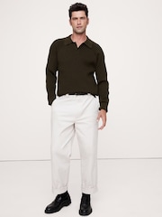 Banana Republic Black Ribbed Cotton Jumper Polo Shirt - Image 1 of 1