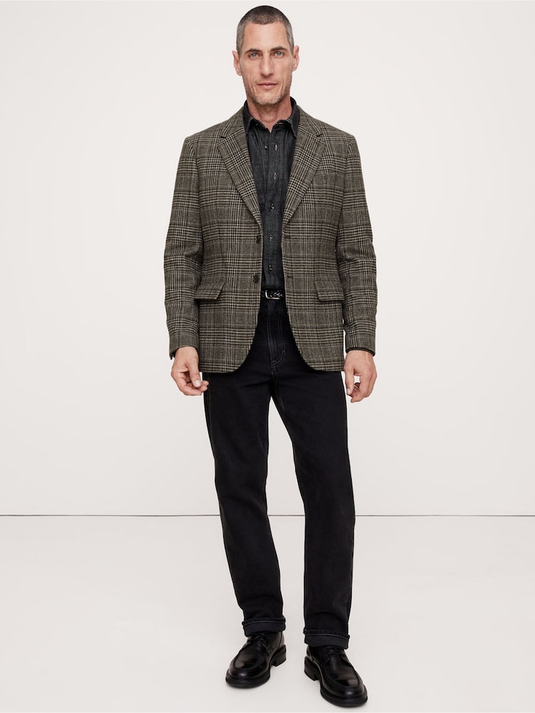 Banana Republic Grey Italian Plaid Sport Coat Jacket - Image 1 of 6