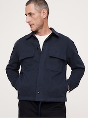 Banana Republic Navy/Blue Herringbone Ponte Coachs Jacket - Image 1 of 4