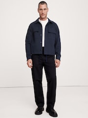 Banana Republic Navy/Blue Herringbone Ponte Coachs Jacket - Image 3 of 4
