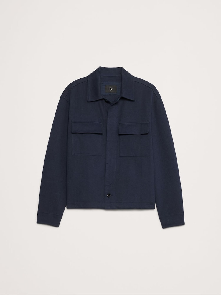 Banana Republic Navy/Blue Herringbone Ponte Coachs Jacket - Image 4 of 4