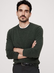 Banana Republic Khaki Green Alta Cashmere Crew Neck Jumper - Image 1 of 1