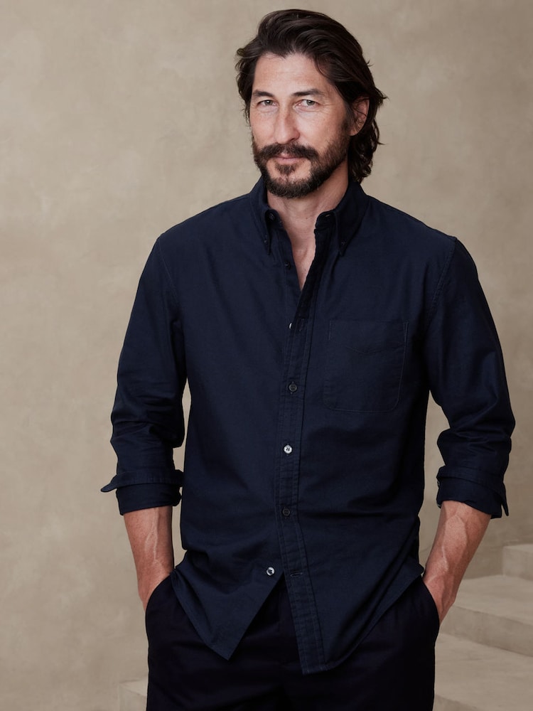 Banana Republic Navy Blue Long Sleeve Oxford Shirt - Image 1 of 1
