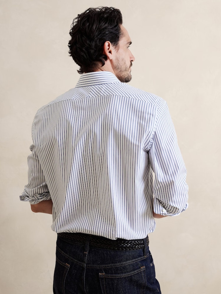Banana Republic White Stripe Slim Wrinkle Resistant Dress Shirt - Image 2 of 3 Banana Republic White Stripe Slim Wrinkle Resistant Dress Shirt - Image 2 of 3