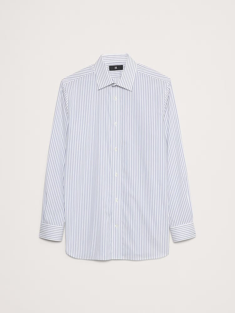 Banana Republic White Stripe Slim Wrinkle Resistant Dress Shirt - Image 3 of 3 Banana Republic White Stripe Slim Wrinkle Resistant Dress Shirt - Image 3 of 3