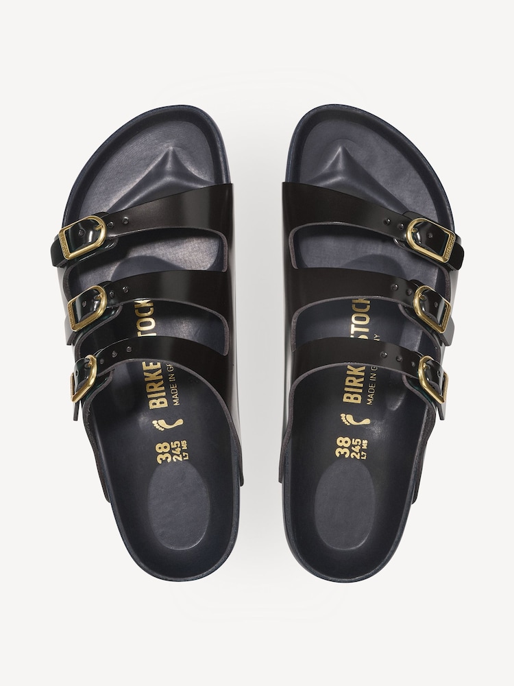 Birkenstock Black Florida High Shine Leather Sandals - Image 3 of 3