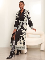 Monocromático - Vestido camisero a media pierna abotonado con cinturón de Lipsy - Imagen 1 de 4