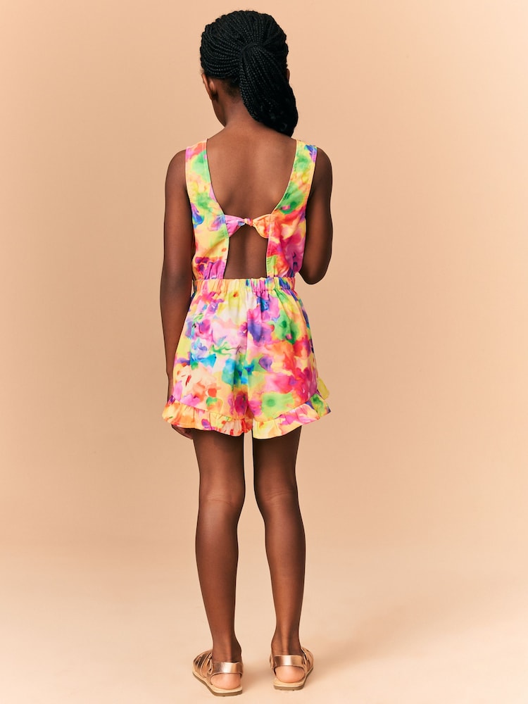 Multi Tie-dye - Bow Detail Playsuit (3-16yrs) - Image 3 of 7
