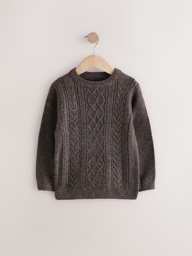 Brown Cable Crew Jumper - Image 1 of 3