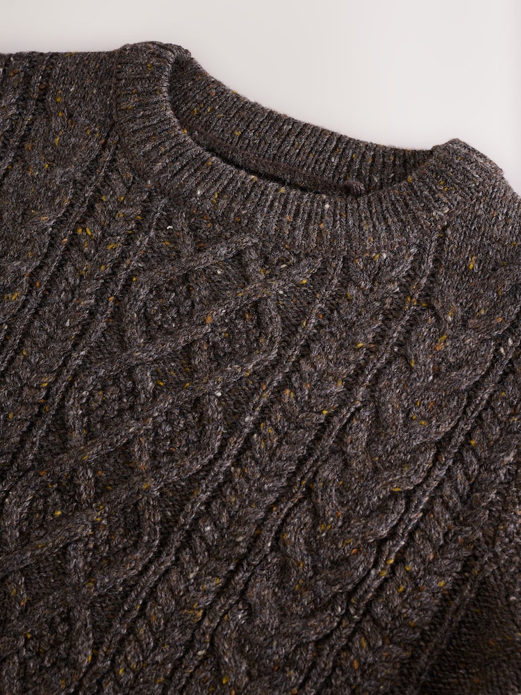 Brown Cable Crew Jumper - Image 2 of 3