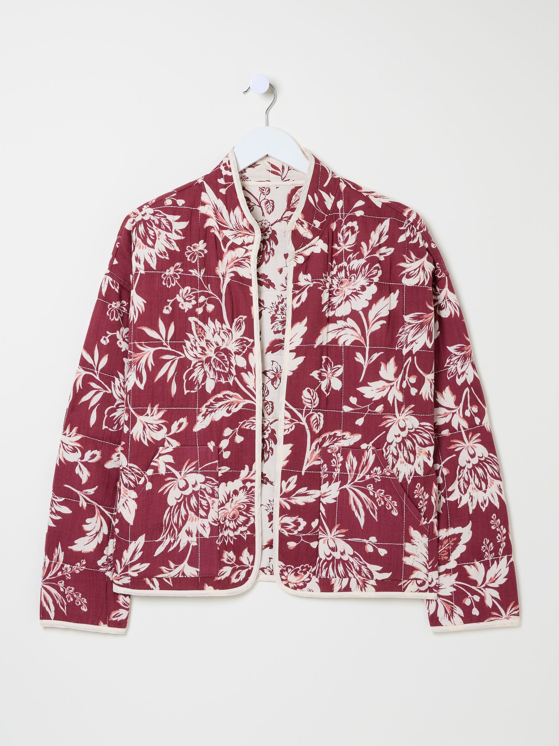 Buy FatFace Evie Burgundy Red Brush Floral Floral Reversible