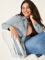 FatFace Lowen Chambray Blue 100% Cotton Field Jacket - Image 10 of 12