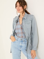FatFace Lowen Chambray Blue 100% Cotton Field Jacket - Image 2 of 12