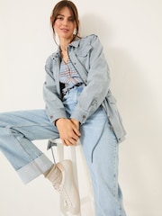 FatFace Lowen Chambray Blue 100% Cotton Field Jacket - Image 4 of 12