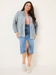 FatFace Lowen Chambray Blue 100% Cotton Field Jacket - Image 7 of 12
