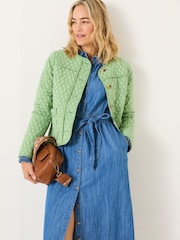 FatFace Mia Light Green Woodblock Quilted Jacket - Image 1 of 12