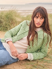 FatFace Mia Light Green Woodblock Quilted Jacket - Image 10 of 12