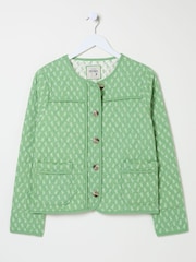 FatFace Mia Light Green Woodblock Quilted Jacket - Image 11 of 12