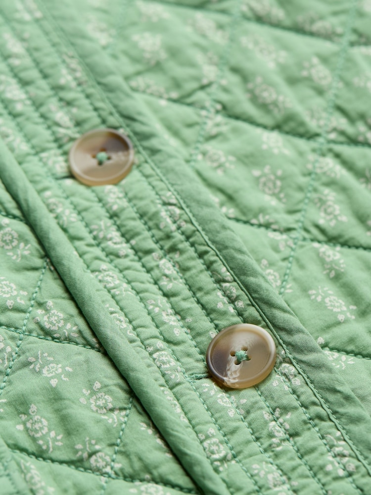 FatFace Mia Light Green Woodblock Quilted Jacket - Image 12 of 12