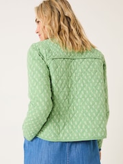 FatFace Mia Light Green Woodblock Quilted Jacket - Image 2 of 12
