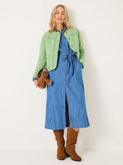 FatFace Mia Light Green Woodblock Quilted Jacket - Image 3 of 12
