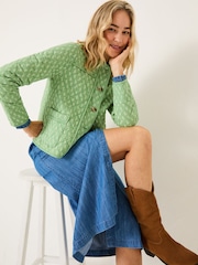 FatFace Mia Light Green Woodblock Quilted Jacket - Image 4 of 12