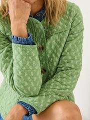 FatFace Mia Light Green Woodblock Quilted Jacket - Image 5 of 12
