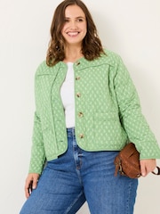 FatFace Mia Light Green Woodblock Quilted Jacket - Image 6 of 12