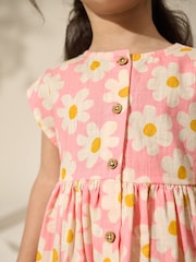 Pink Flower Button Through Summer Dress (3mths-10yrs) - Image 4 of 8