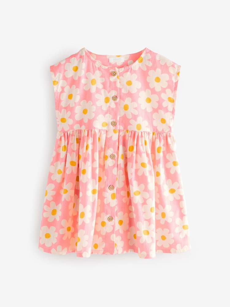 Pink Flower Button Through Summer Dress (3mths-10yrs) - Image 5 of 8