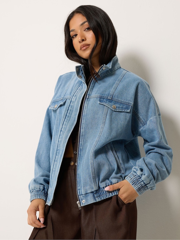 PixieGirl Petite Funnel Neck Trucker Jacket - Εικόνα 1 του 6