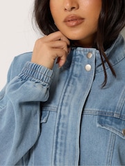 PixieGirl Petite Funnel Neck Trucker Jacket - Εικόνα 4 του 6