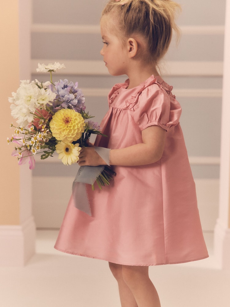 Soft Pink Taffeta Ruffle Party Dress (3mths-8yrs) - Image 2 of 7
