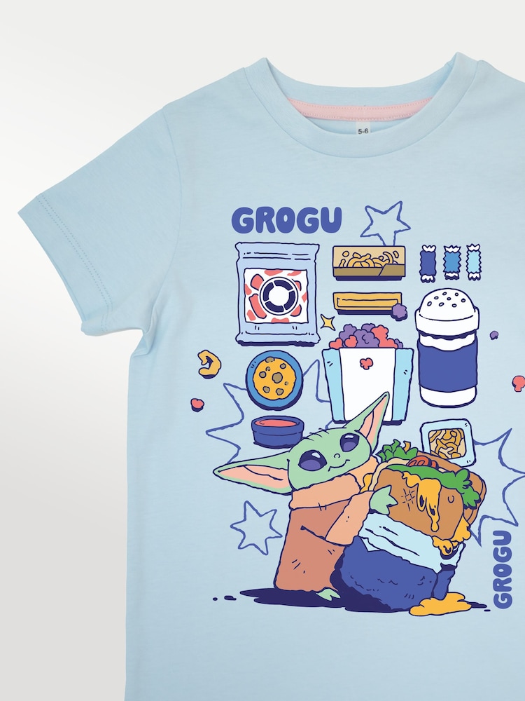 Brands In Blue Star Wars Mandalorian & Grogu Snack Pyjamas - Image 2 of 3 Brands In Blue Star Wars Mandalorian & Grogu Snack Pyjamas - Image 2 of 3