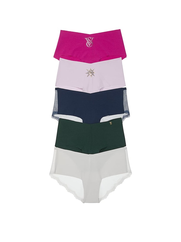 Victoria's Secret Pink/Purple/Navy Blue/Green/Grey Cheeky 5 Pack Knickers - Image 1 of 1