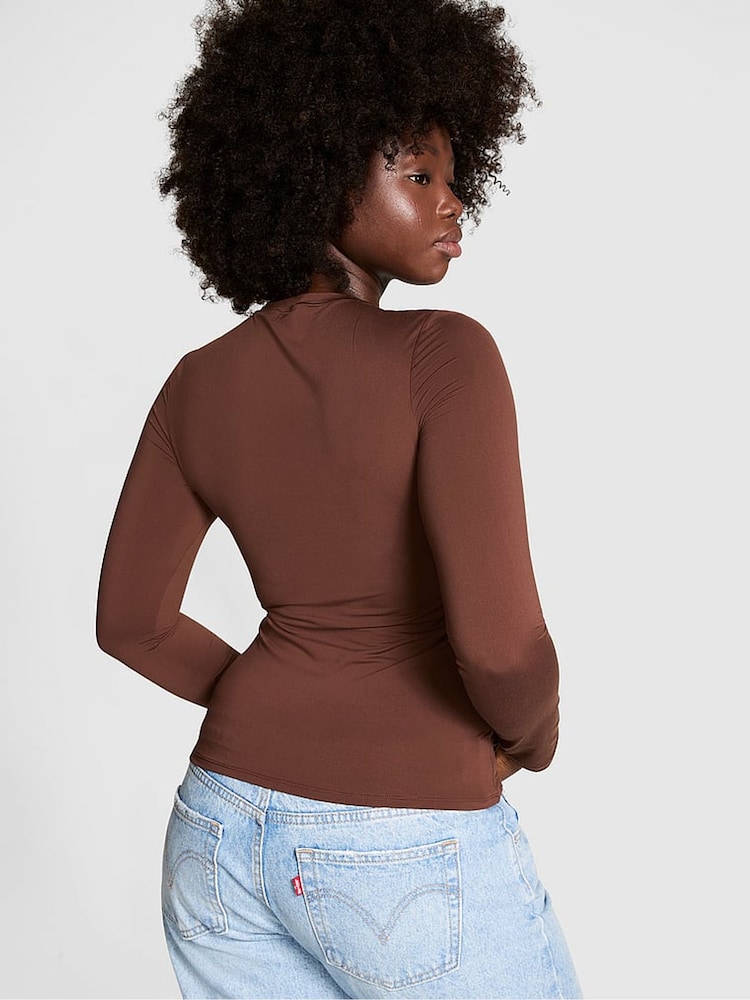 Victoria's Secret PINK Ganache Brown Long Sleeve Soft Stretch T-Shirt - Image 2 of 3