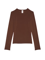 Victoria's Secret PINK Ganache Brown Long Sleeve Soft Stretch T-Shirt - Image 3 of 3