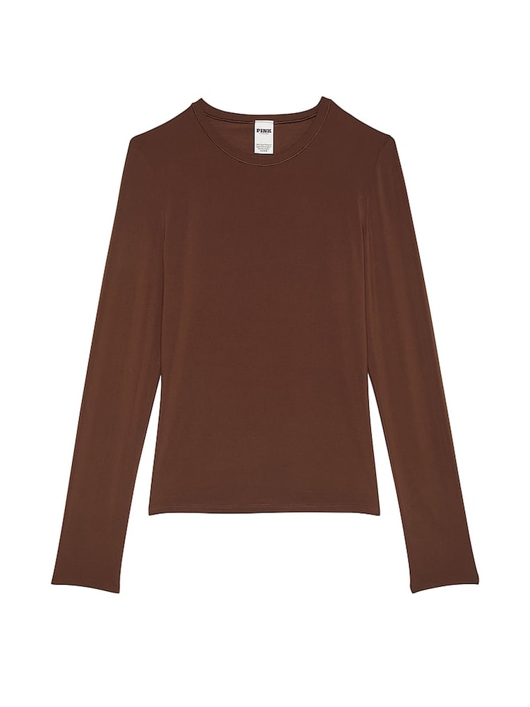Victoria's Secret PINK Ganache Brown Long Sleeve Soft Stretch T-Shirt - Image 3 of 3