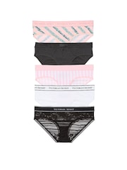 Victoria's Secret Pink/Grey/White/Black Hipster Logo 5 Pack Knickers - Image 1 of 3