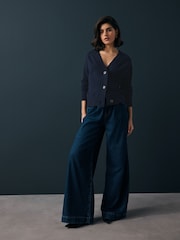 Blue Navy 100% Lambswool Button Up Cardigan - Image 3 of 8