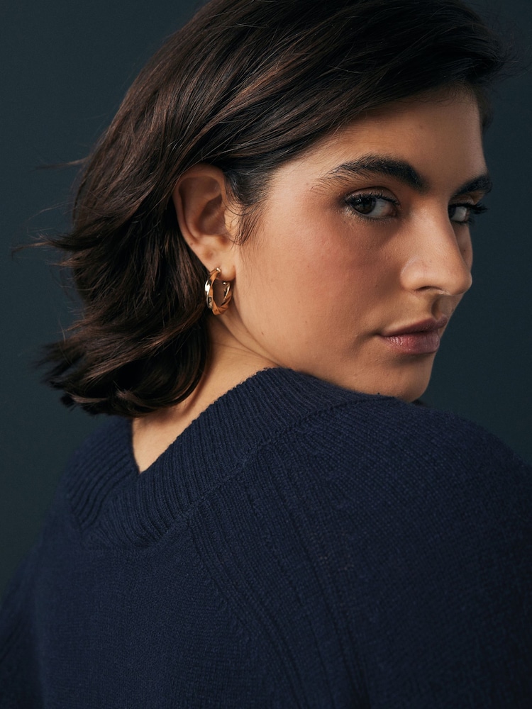 Blue Navy 100% Lambswool Button Up Cardigan - Image 4 of 8
