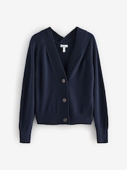 Blue Navy 100% Lambswool Button Up Cardigan - Image 6 of 8