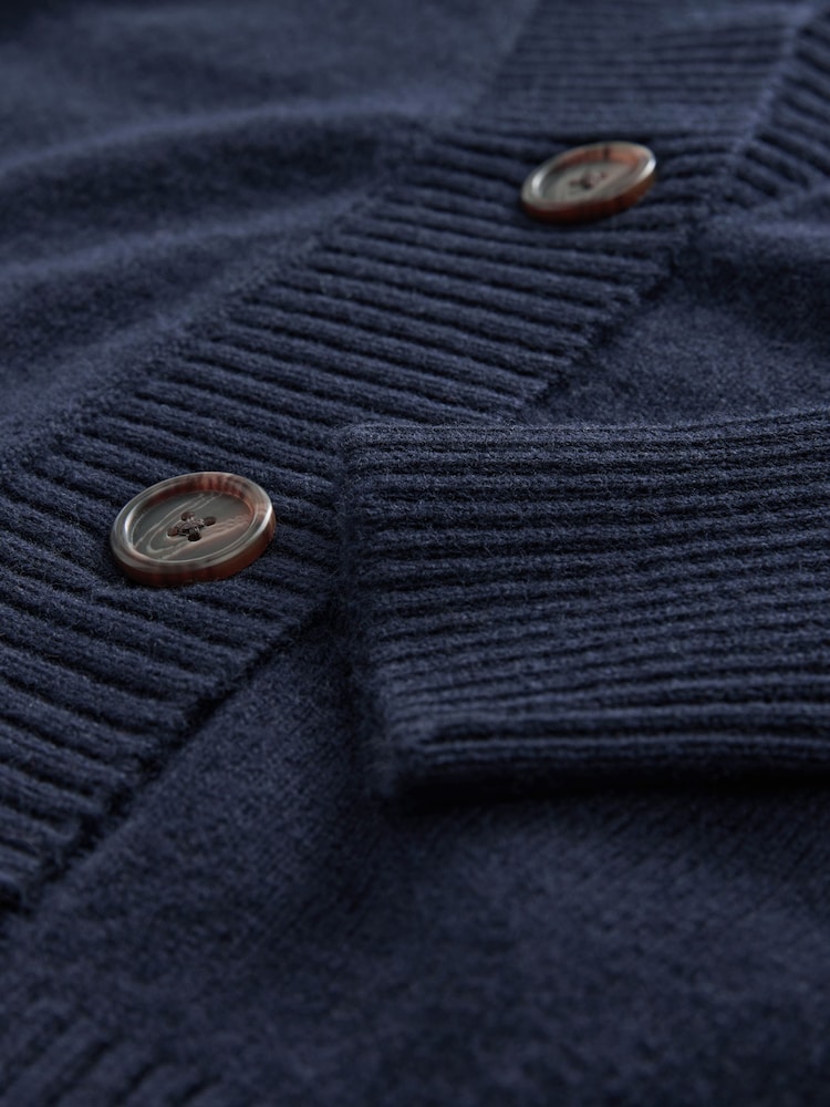 Blue Navy 100% Lambswool Button Up Cardigan - Image 8 of 8